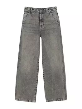 Свободные джинсы Pull&Bear, серый деним