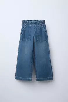 Свободные джинсы с карманами ZARA, синий
