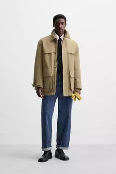 Свободные джинсы с плиссированными швами ZARA, синий