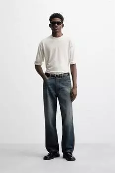 Свободные джинсы с прямыми штанинами ZARA, синий