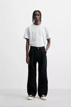 Свободные джинсы с шитьем ZARA, черный
