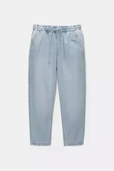 Свободные джинсы с высокой талией Pull And Bear, голубой