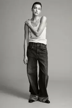 Свободные джинсы с высокой талией ZARA, синий