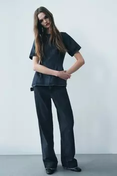 Свободные джинсы со средней посадкой ZARA, синий
