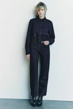 Свободные джинсы со средней посадкой ZARA, синий