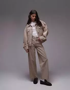 Свободные джинсы Topshop Cinch с низкой посадкой в коричневую полоску