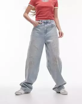 Свободные джинсы Topshop с грязно-отбеленным эффектом