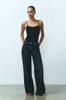Свободные джинсы TRF с низкой посадкой ZARA, темно-синий