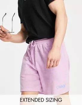 Свободные фиолетовые шорты ASOS DESIGN из полотенец с вышивкой текста