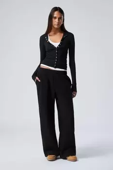 Свободные флисовые брюки Weekday, черный