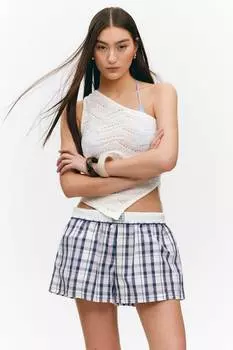 Свободные хлопковые шорты-боксеры Monki, голубой