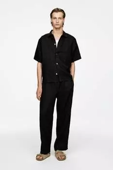 Свободные льняные брюки Arket, черный