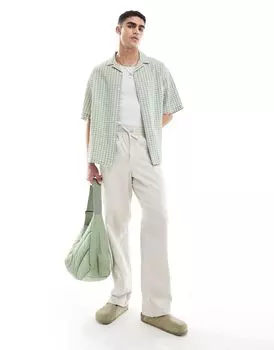 Свободные льняные брюки с эластичной резинкой на талии ASOS DESIGN