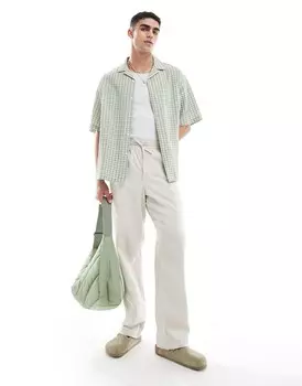 Свободные льняные брюки с эластичной резинкой на талии ASOS DESIGN