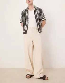 Свободные мешковатые брюки ASOS DESIGN из льна цвета экрю