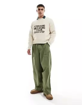 Свободные мешковатые брюки цвета хаки ASOS DESIGN