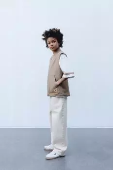 Свободные мешковатые джинсы ZARA, экрю
