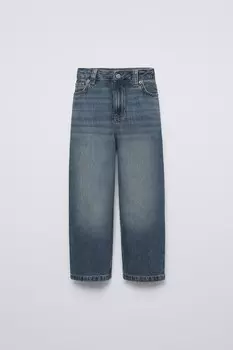 Свободные мешковатые джинсы ZARA, средне-синий