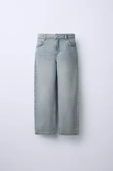 Свободные мешковатые джинсы ZARA, светло-голубой