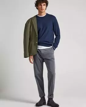 Свободные мужские брюки чинос темно-серого цвета Pepe Jeans, темно-серый