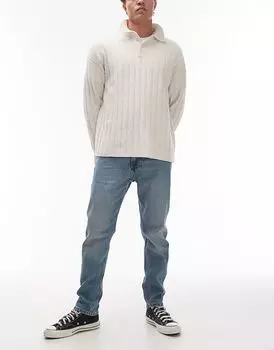 Свободные облегающие джинсы средне-синего цвета Mango