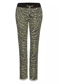 Свободные пижамные брюки LASCANA, зеленый