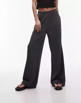 Свободные плиссированные брюки Topshop темно-серого цвета