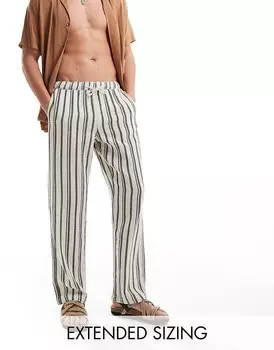 Свободные пляжные брюки ASOS DESIGN темно-синего фактурного цвета с белой полоской