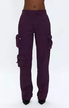Свободные прямые брюки-карго Bobbie средней посадки в цвете «вымытый баклажан» PISTOLA, цвет washed aubergine