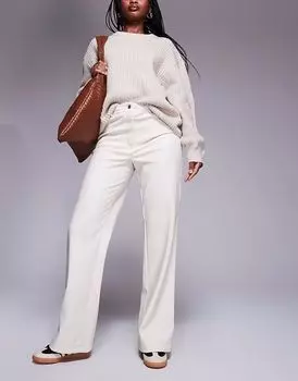 Свободные прямые брюки River Island из искусственной кожи кремового цвета