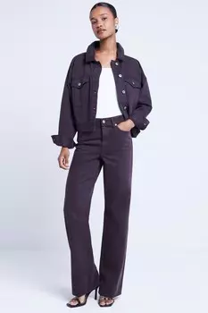 Свободные прямые джинсы с высокой посадкой River Island, коричневый