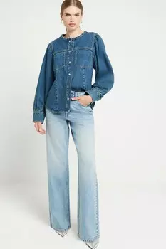 Свободные прямые джинсы с высокой посадкой River Island, синий