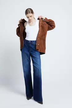 Свободные прямые джинсы с высокой талией из 100% хлопка River Island, синий