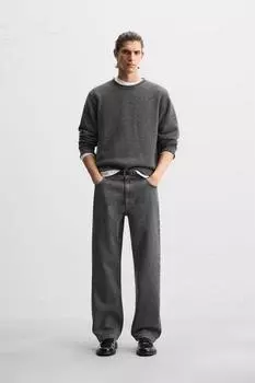 Свободные прямые джинсы ZARA, серый