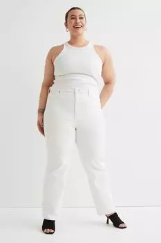 Свободные прямые высокие джинсы H&amp;M+, белый