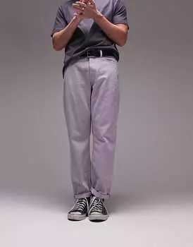 Свободные серо-розовые джинсы Topman с потертой кислотой