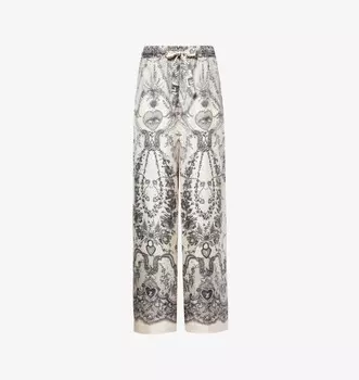 Свободные шелковые брюки Crush на завязках Zimmermann, белый