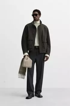 Свободные шерстяные брюки ZARA, черный