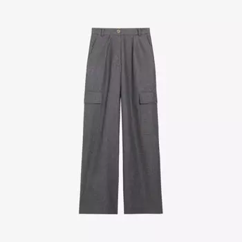 Свободные широкие брюки средней посадки из смесовой шерсти Claudie Pierlot, цвет noir / gris