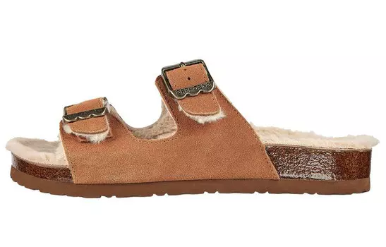 Свободные шлепанцы женские коричневые Skechers