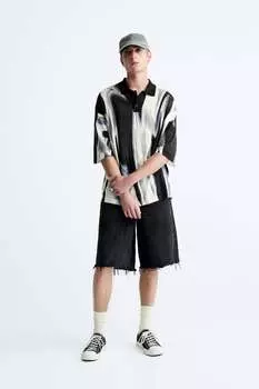 Свободные шорты из денима Zara, черный
