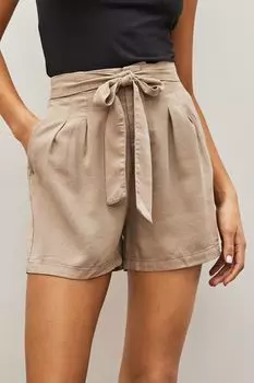 Свободные шорты из тенселя с завязками спереди VERO MODA, коричневый