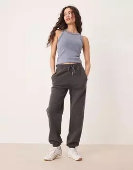 Свободные спортивные брюки с высокой посадкой и манжетами от Abercrombie & Fitch в угольно-черном цвете