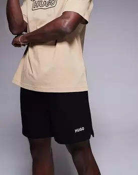Свободные спортивные шорты HUGO RED Dulasho с логотипом черного цвета CO-ORD