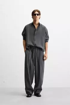 Свободные струящиеся брюки ZARA, темно-серый