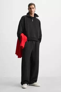 Свободные технологичные брюки для спорта ZARA, черный