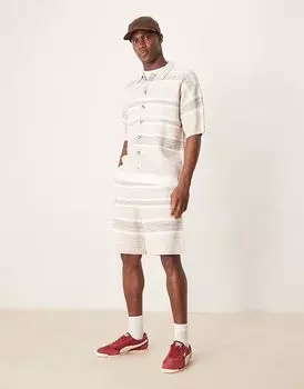 Свободные трикотажные шорты ASOS DESIGN Space Dyed бежевого цвета