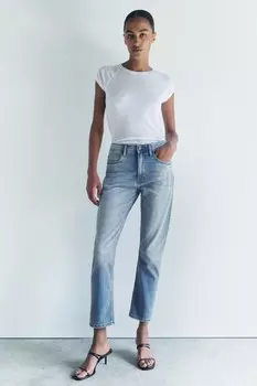 Свободные узкие джинсы со средней посадкой ZARA, синий