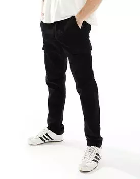 Свободные вельветовые брюки-карго черного цвета Jack & Jones