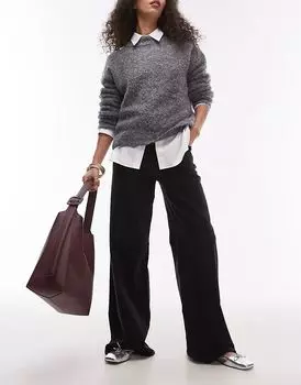 Свободные вельветовые джинсы черного цвета Mango